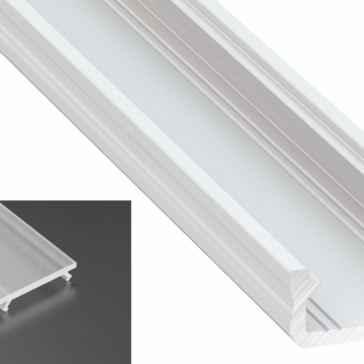 Profil LED Nawierzchniowy typu D biały lakierowany z kloszem frosted mlecznym 1m