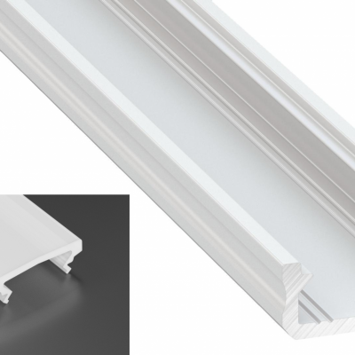Profil LED Nawierzchniowy typu D biały lakierowany z kloszem HIGH mlecznym 2m