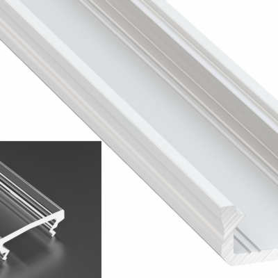 Profil LED Nawierzchniowy typu D biały lakierowany z kloszem HIGH transparentnym 2m